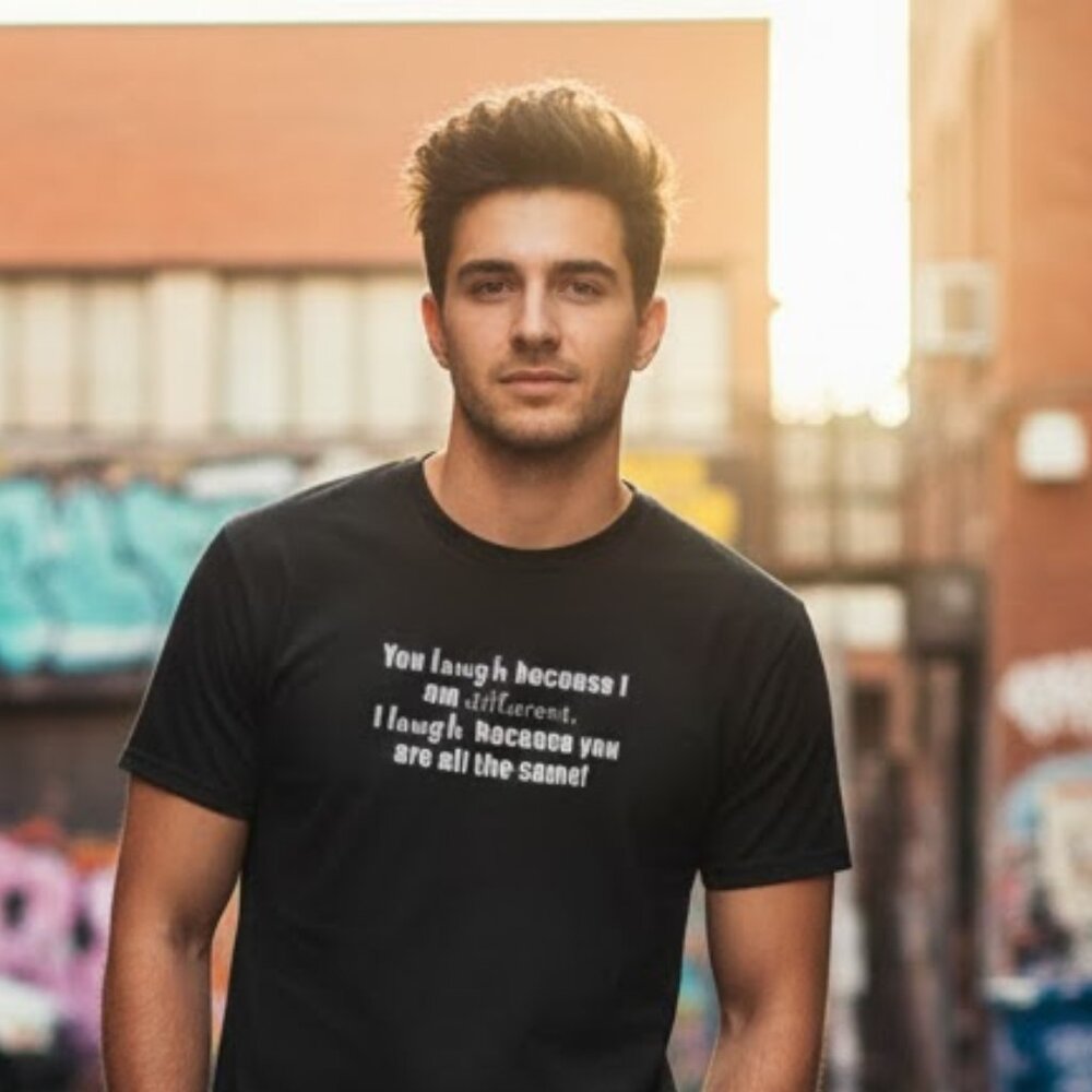“You Laugh Because I'm Different” Graphic Tee – Unisex Size M